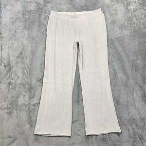 Danskin Pants Womens XL White Velour Straight Leg Pull On Yoga Lounge‎ Casual
